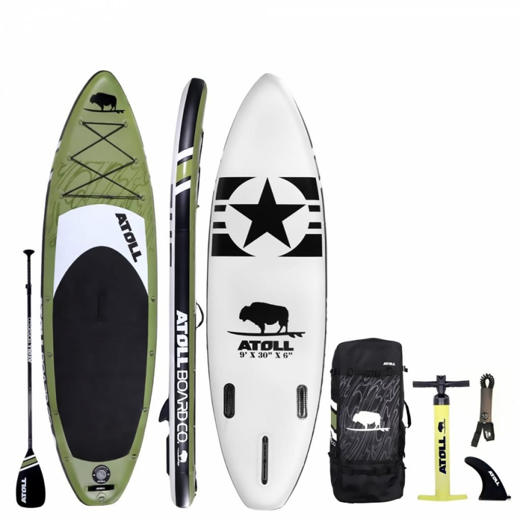 Green 9 ft iSUP youth inflatable stand up paddle board