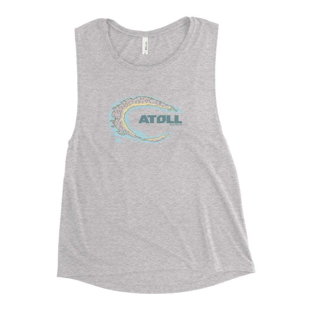 Ladies’ Muscle Tank with Atoll Island Graphic - Image 3