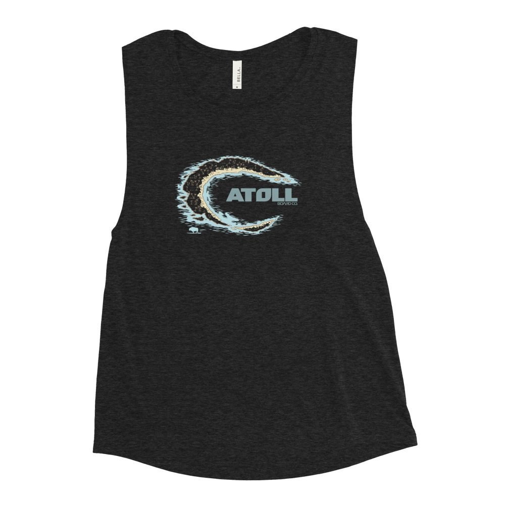 Ladies’ Muscle Tank with Atoll Island Graphic - Image 2