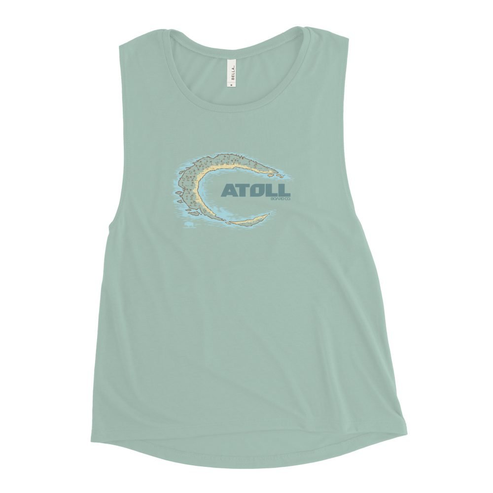 Ladies’ Muscle Tank with Atoll Island Graphic - Image 4